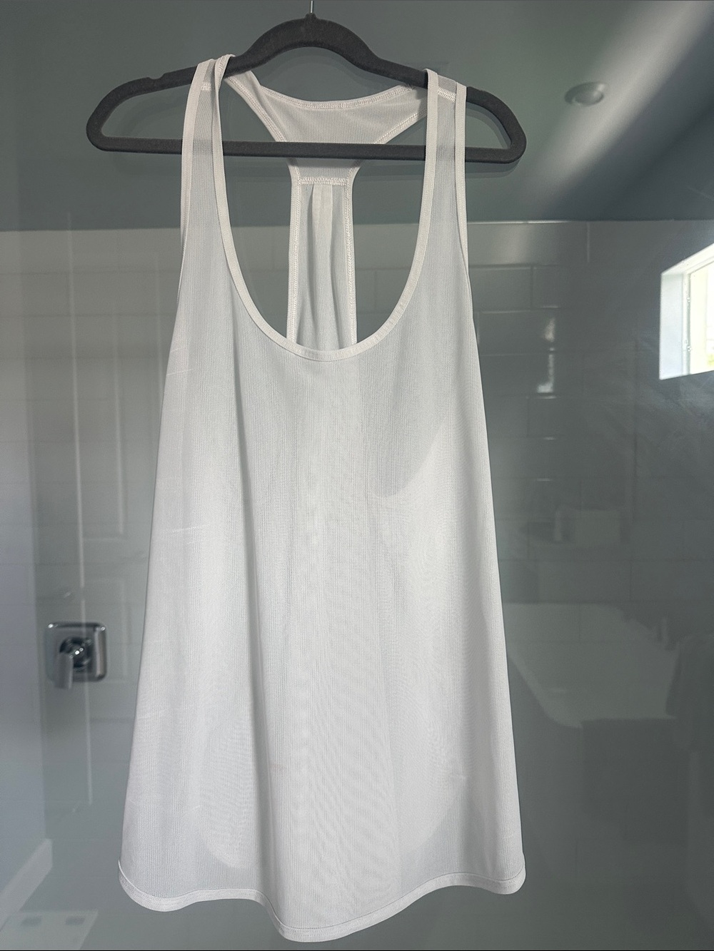 White Mesh Sleeveless Racerback Tank Top